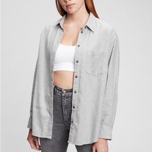 Gap Oversized Knit Flannel Button Down